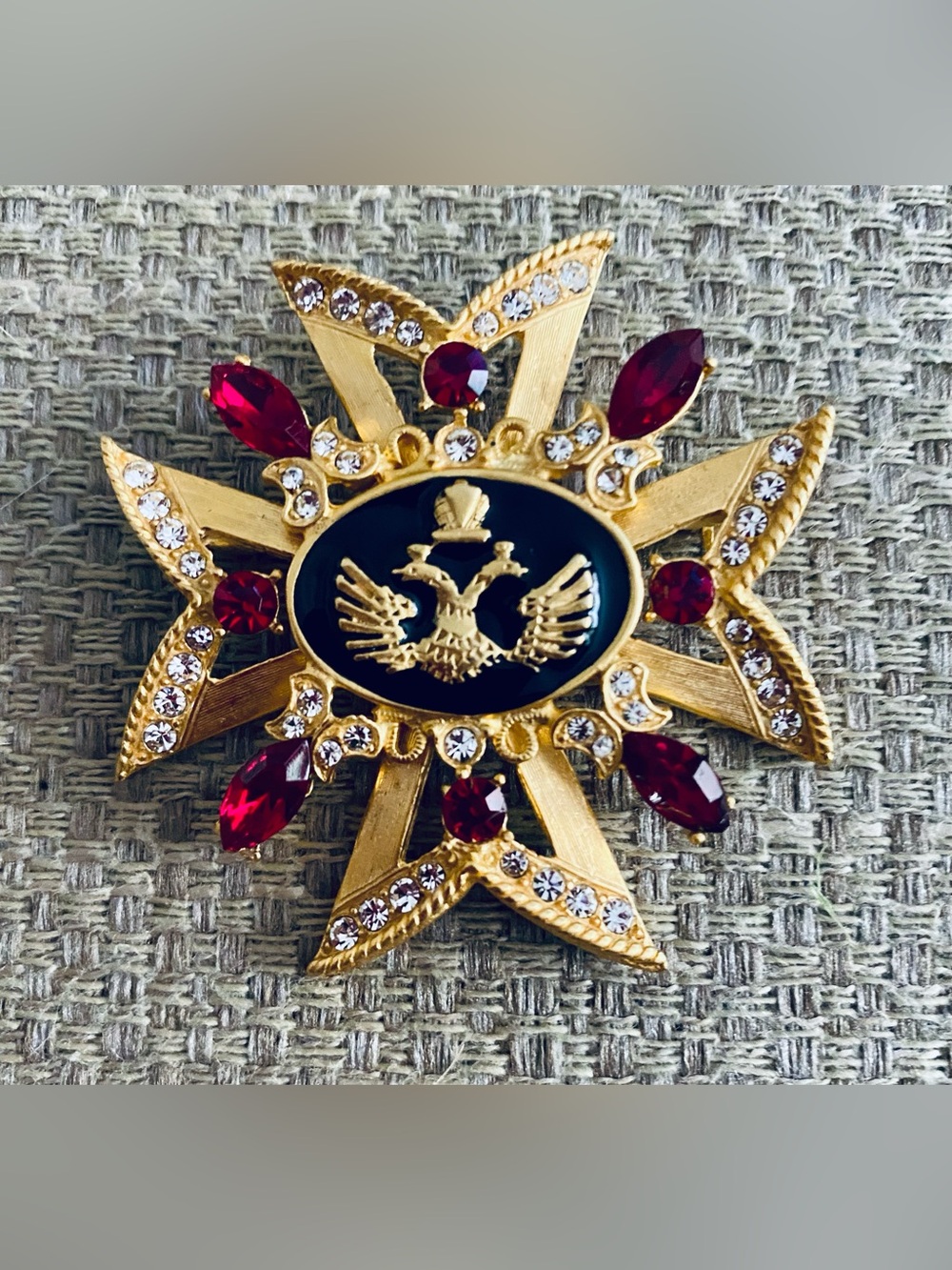 Russian vintage Maltese Cross brooch